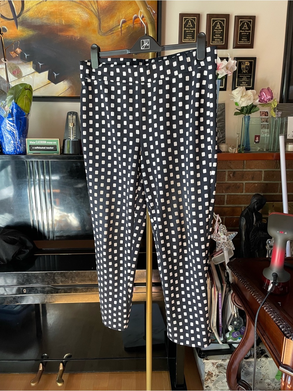 Joseph Ribkoff Black and White Square Print Pants Style 171744